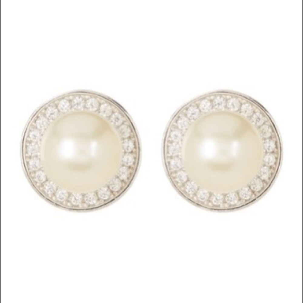 ADORNIA 9mm Pearl Swarovski Crystal Stud Earrings